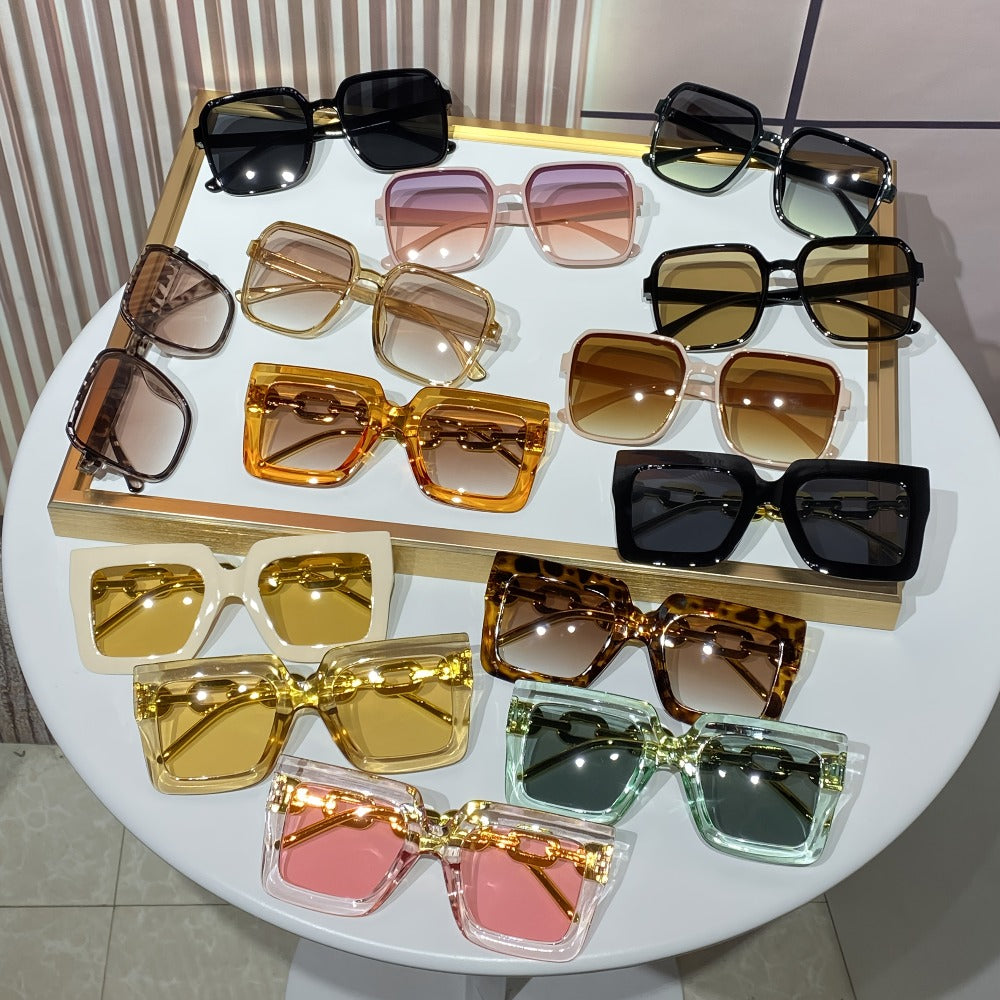 Sunglasses for Women - 's Set 14 Pack - Square Frame Tinted Lens Bulk Eyewear Minimalist PC - product detail view 3