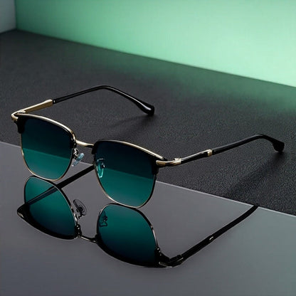 Sunglasses for Men - Semi-Rim UV400 for & Women Retro Half Frame Vintage Tinted Lens Eyewear - product detail view 2
