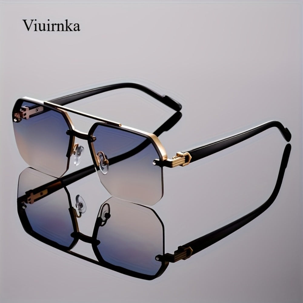 Sunglasses for Men - Semi-Rimless Glasses for Women - Vintage Half Frame Fashion Eyewear - product detail view 4