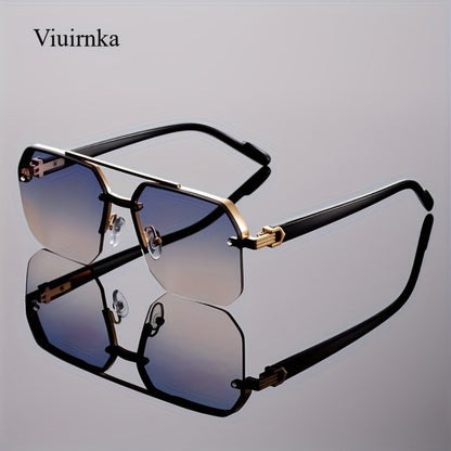 Sunglasses for Men - Semi-Rimless Glasses for Women - Vintage Half Frame Fashion Eyewear - product detail view 4