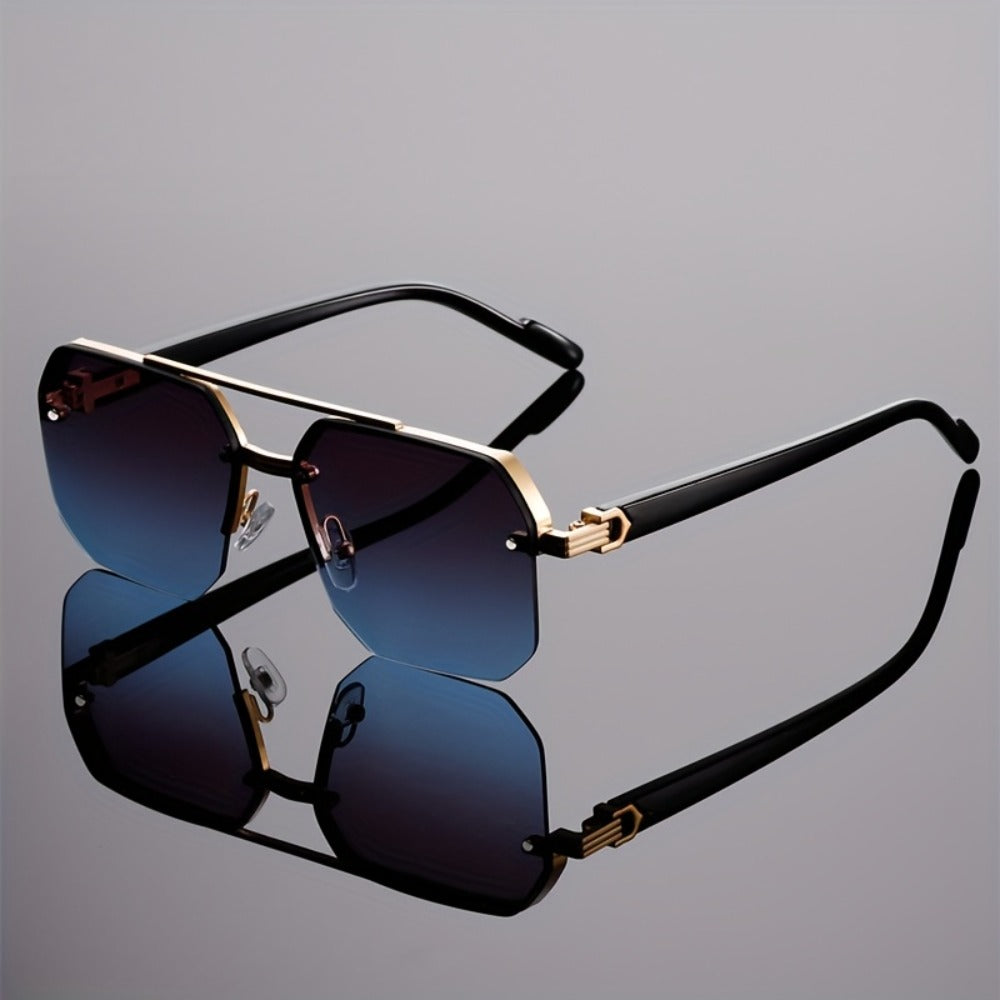 Sunglasses for Men - Semi-Rimless Glasses for Women - Vintage Half Frame Fashion Eyewear - product detail view 9