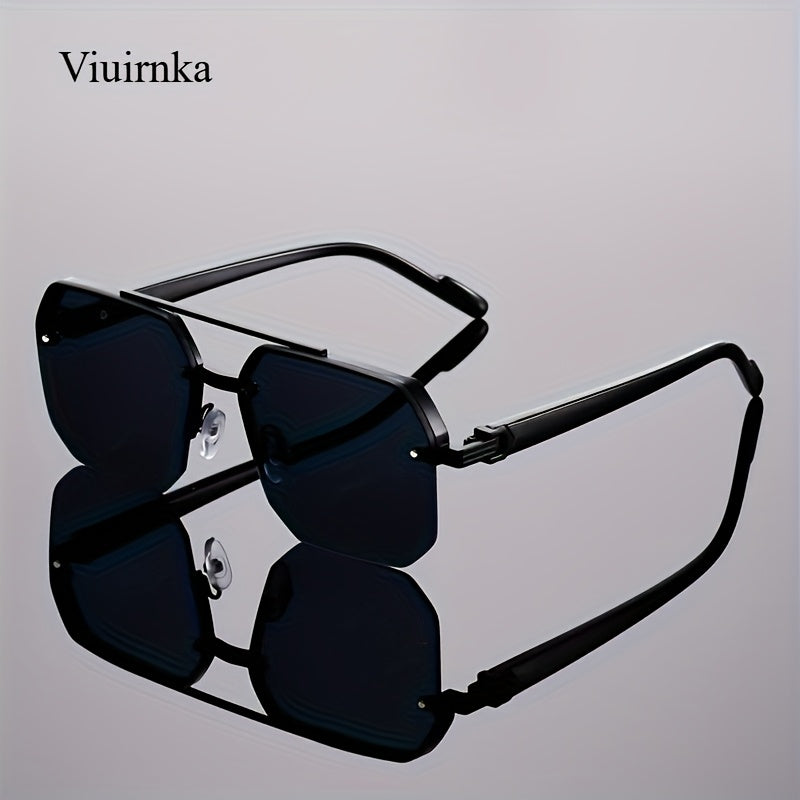 Sunglasses for Men - Semi-Rimless Glasses for Women - Vintage Half Frame Fashion Eyewear - product detail view 11