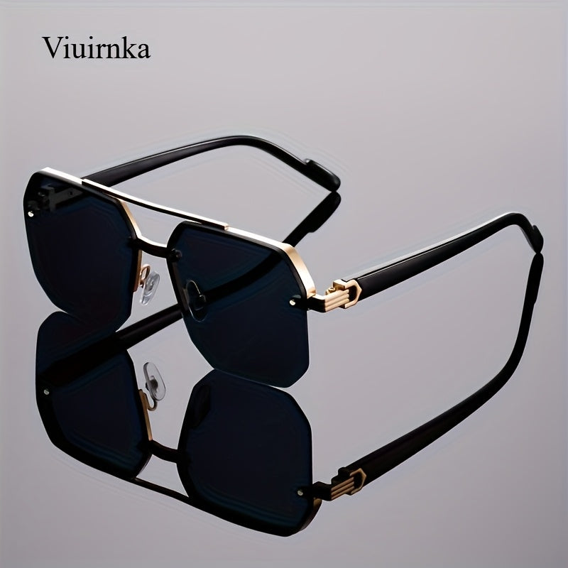 Sunglasses for Men - Semi-Rimless Glasses for Women - Vintage Half Frame Fashion Eyewear - product detail view 12
