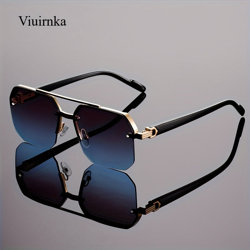 Sunglasses for Men - Semi-Rimless Glasses for Women - Vintage Half Frame Fashion Eyewear - product detail view 13