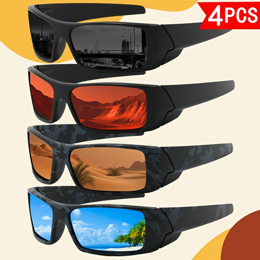 Sunglasses for Men - Sports 4 Pack HD Polarized Cross Frame Camo & Solid Color Combos - product detail view 8