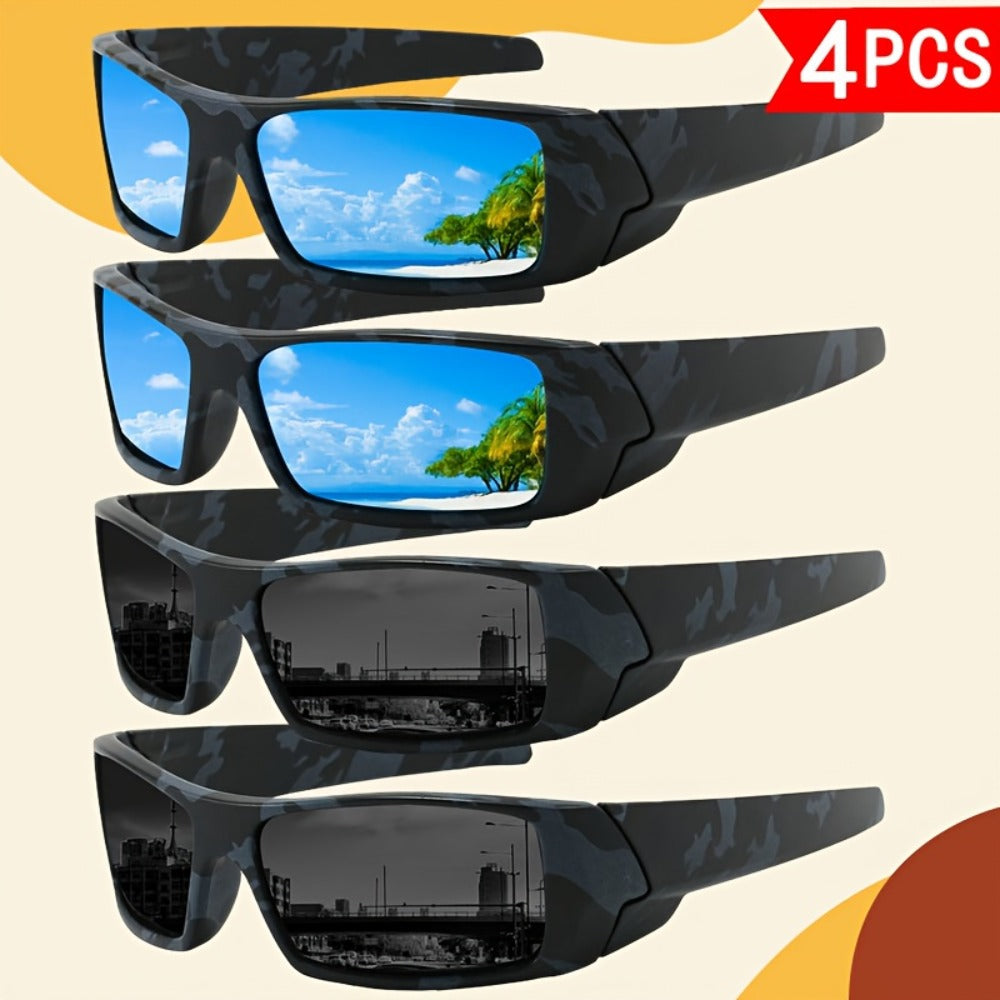 Sunglasses for Men - Sports 4 Pack HD Polarized Cross Frame Camo & Solid Color Combos - product detail view 11