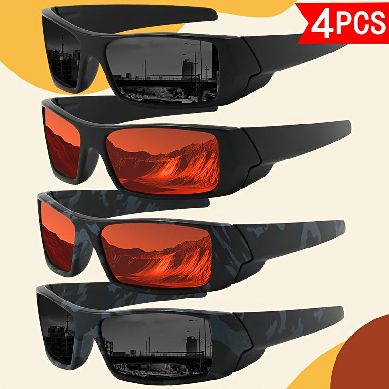 Sunglasses for Men - Sports 4 Pack HD Polarized Cross Frame Camo & Solid Color Combos - product detail view 21