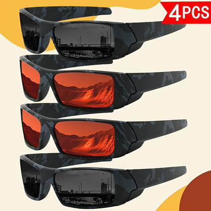 Sunglasses for Men - Sports 4 Pack HD Polarized Cross Frame Camo & Solid Color Combos - product detail view 22