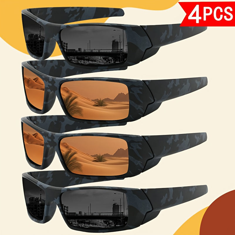 Sunglasses for Men - Sports 4 Pack HD Polarized Cross Frame Camo & Solid Color Combos - product detail view 23
