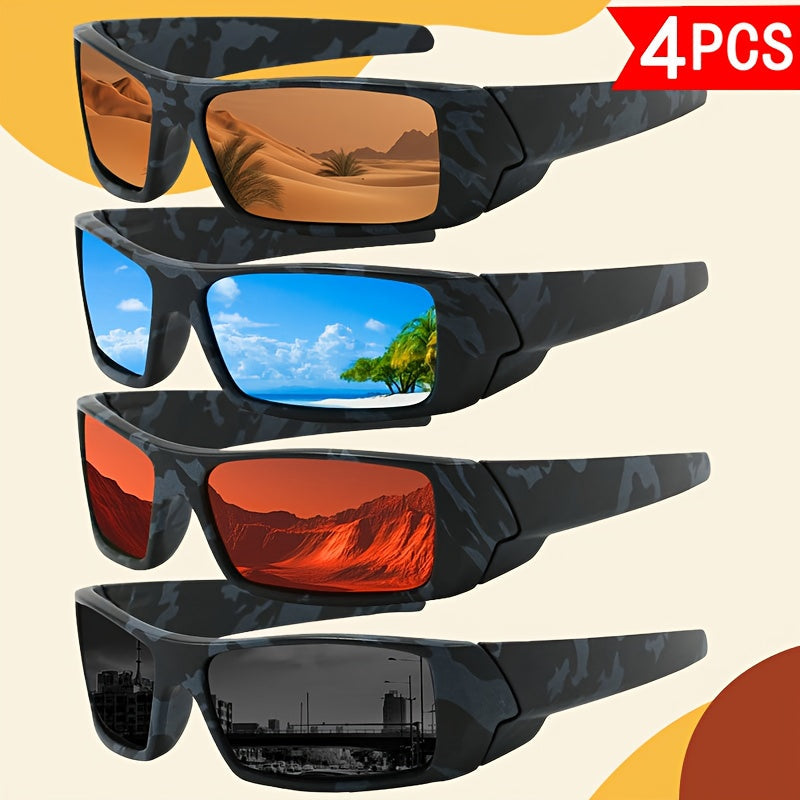 Sunglasses for Men - Sports 4 Pack HD Polarized Cross Frame Camo & Solid Color Combos - product detail view 24