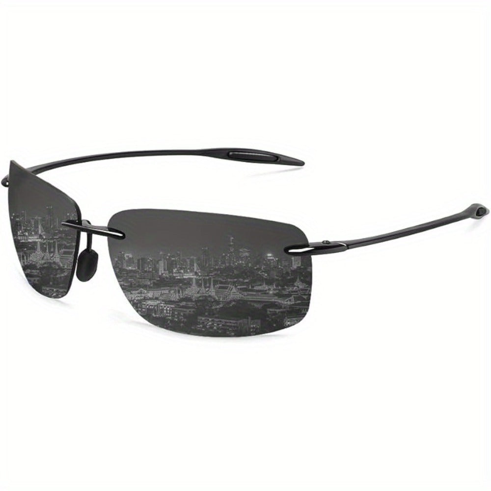 Sunglasses for Men - Sports Polarized TR90 Rimless - UV400 Lightweight Frameless Women Running - product detail view 3