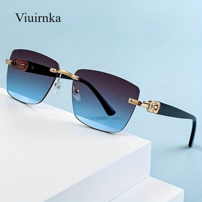 Sunglasses for Men - Square Frameless Glasses for Women , Trendy Unisex Fashion Eyewear with - product detail view 2