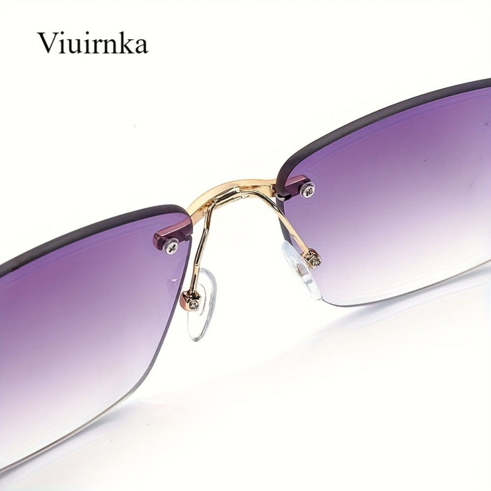Sunglasses for Men - Square Frameless Glasses for Women , Trendy Unisex Fashion Eyewear with - product detail view 10