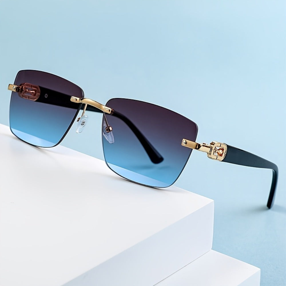 Sunglasses for Men - Square Frameless Glasses for Women , Trendy Unisex Fashion Eyewear with - product detail view 12