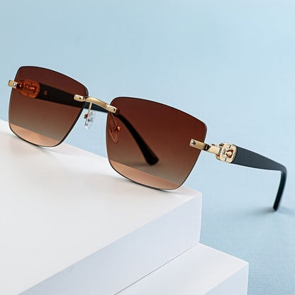 Sunglasses for Men - Square Frameless Glasses for Women , Trendy Unisex Fashion Eyewear with - product detail view 18