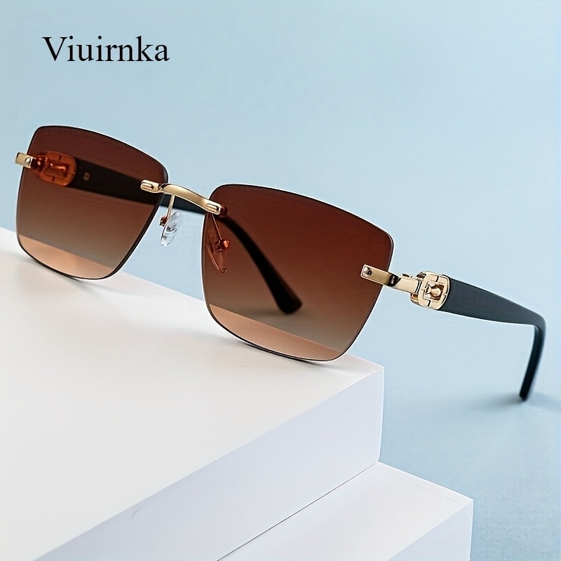 Sunglasses for Men - Square Frameless Glasses for Women , Trendy Unisex Fashion Eyewear with - product detail view 26