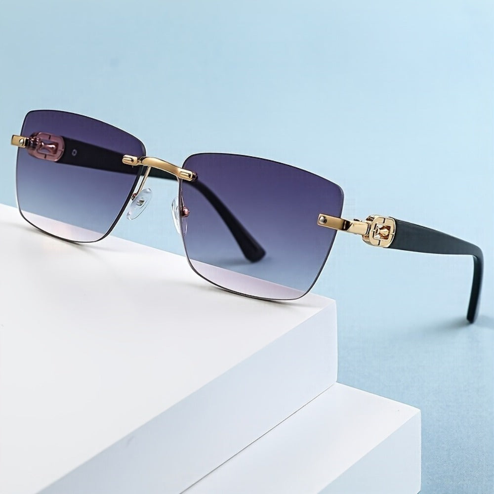 Sunglasses for Men - Square Frameless Unisex Trendy Fashion Eyewear Clear Vision UV Protection - product detail view 13
