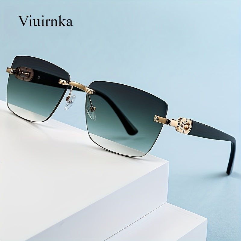 Sunglasses for Men - Square Frameless Unisex Trendy Fashion Eyewear Clear Vision UV Protection - product detail view 22