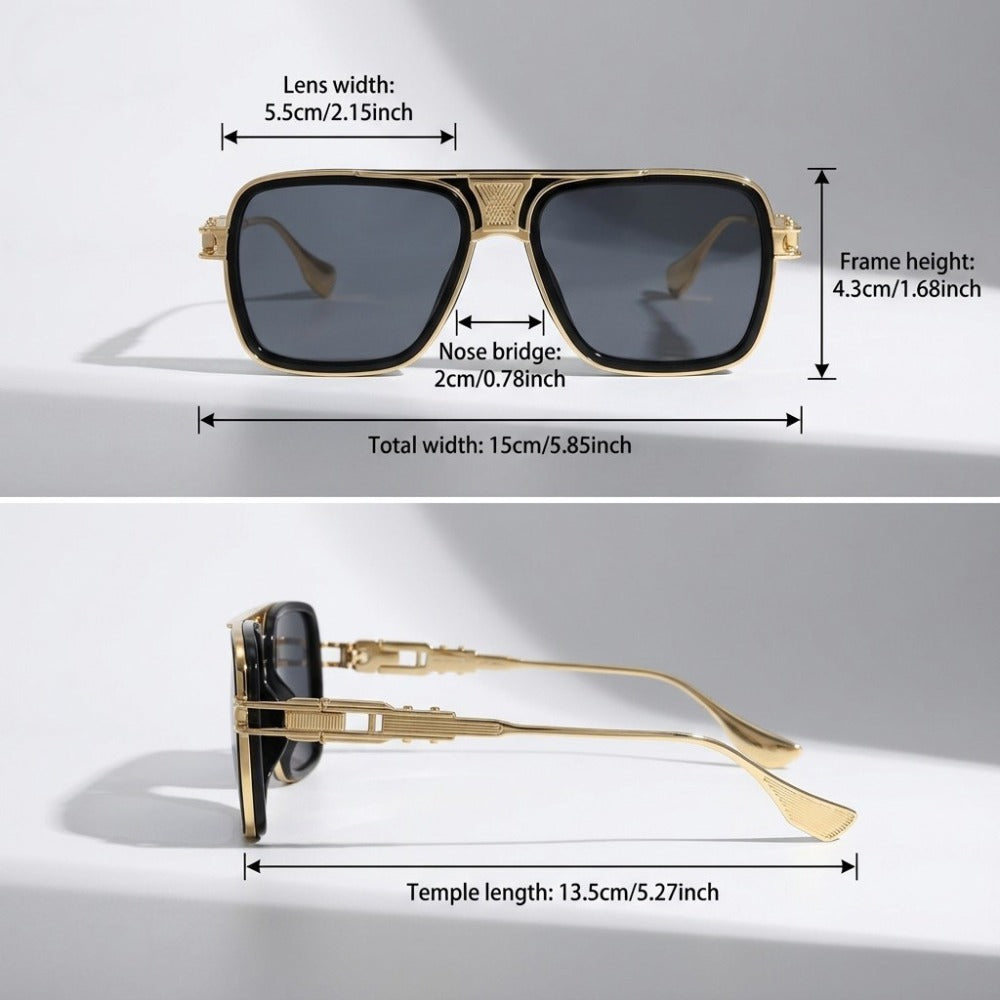 Sunglasses for Men - Square Retro Metal Frame UV400 Gradient Lenses Lightweight Unisex Eyewear - product detail view 8