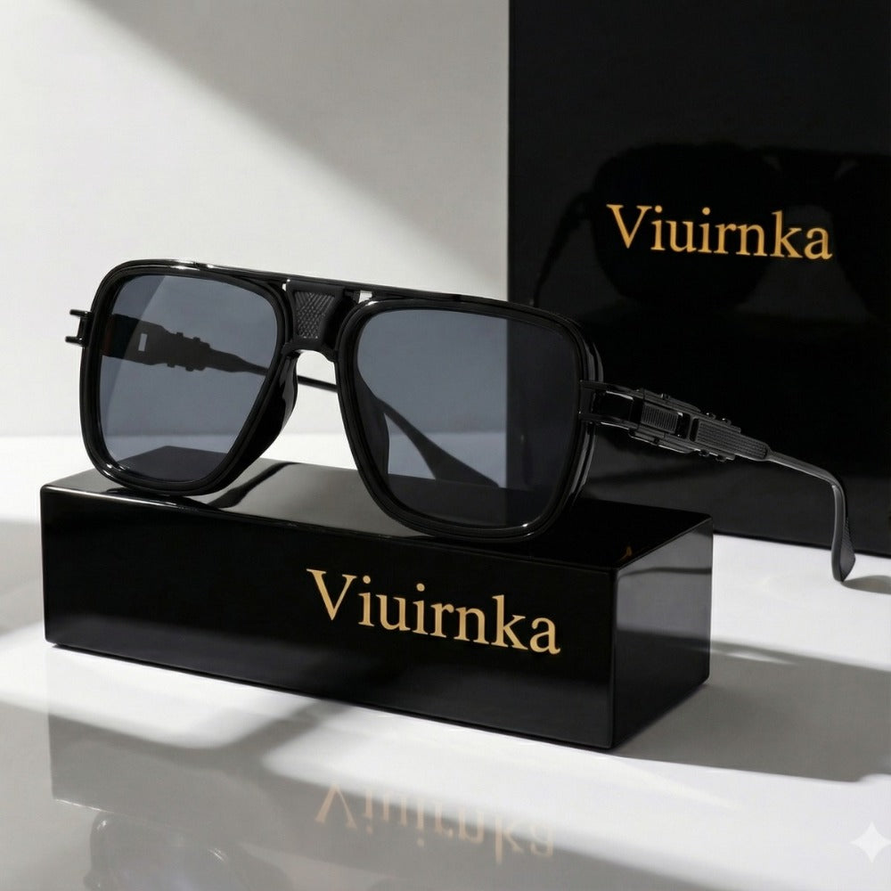 Sunglasses for Men - Square Retro Metal Frame UV400 Gradient Lenses Lightweight Unisex Eyewear - product detail view 12