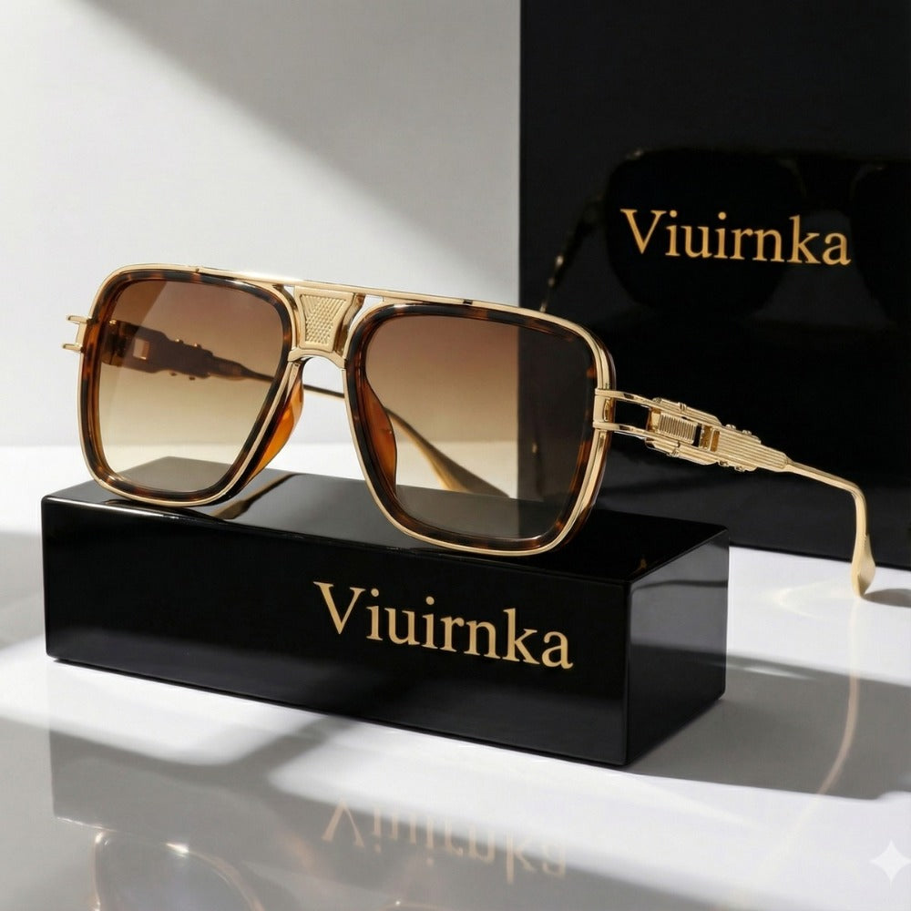 Sunglasses for Men - Square Retro Metal Frame UV400 Gradient Lenses Lightweight Unisex Eyewear - product detail view 20
