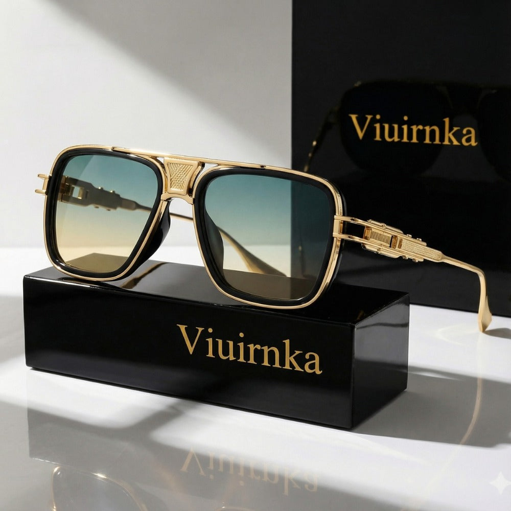 Sunglasses for Men - Square Retro Metal Frame UV400 Gradient Lenses Lightweight Unisex Eyewear - product detail view 22