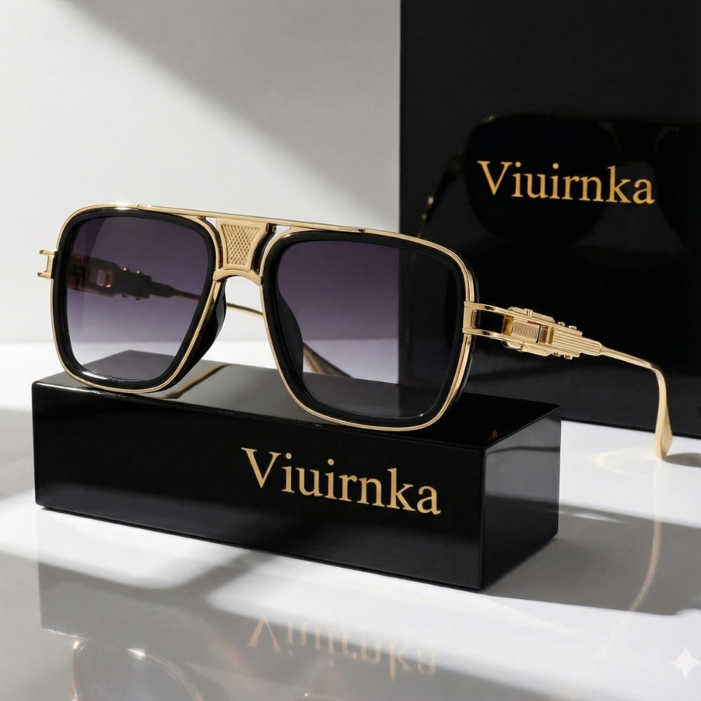 Sunglasses for Men - Square Retro Metal Frame UV400 Gradient Lenses Lightweight Unisex Eyewear - product detail view 24