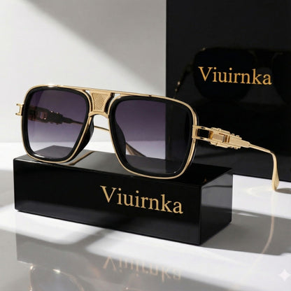 Sunglasses for Men - Square Retro Metal Frame UV400 Gradient Lenses Lightweight Unisex Eyewear - product detail view 24