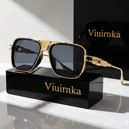 Sunglasses for Men - Square Retro Metal Frame UV400 Gradient Lenses Lightweight Unisex Eyewear - product detail view 25