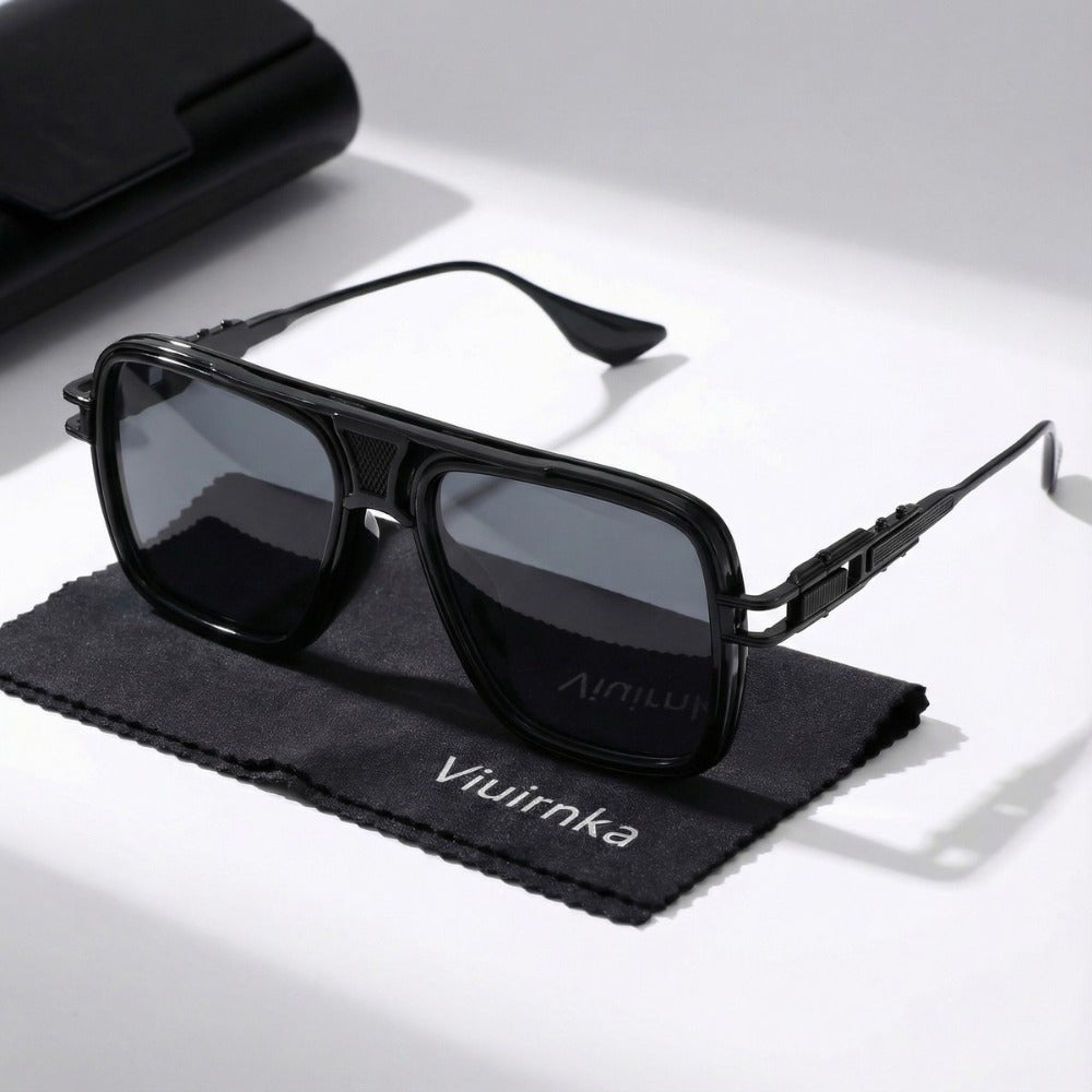 Sunglasses for Men - Square Retro Metal Frame UV400 Gradient Lenses Lightweight Unisex Eyewear - product detail view 28
