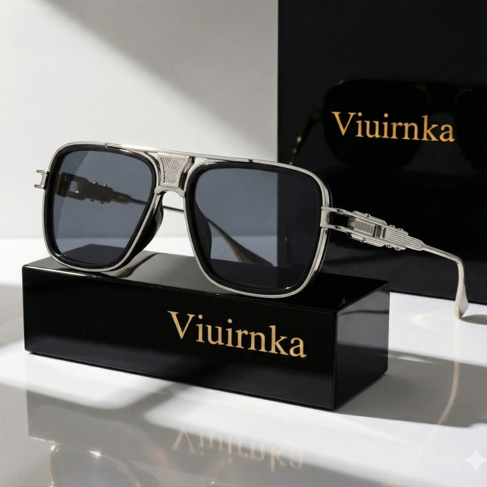 Sunglasses for Men - Square Retro Metal Frame UV400 Gradient Lenses Lightweight Unisex Eyewear - product detail view 29