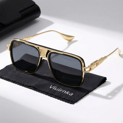 Sunglasses for Men - Square Retro Metal Frame UV400 Gradient Lenses Lightweight Unisex Eyewear - product detail view 32