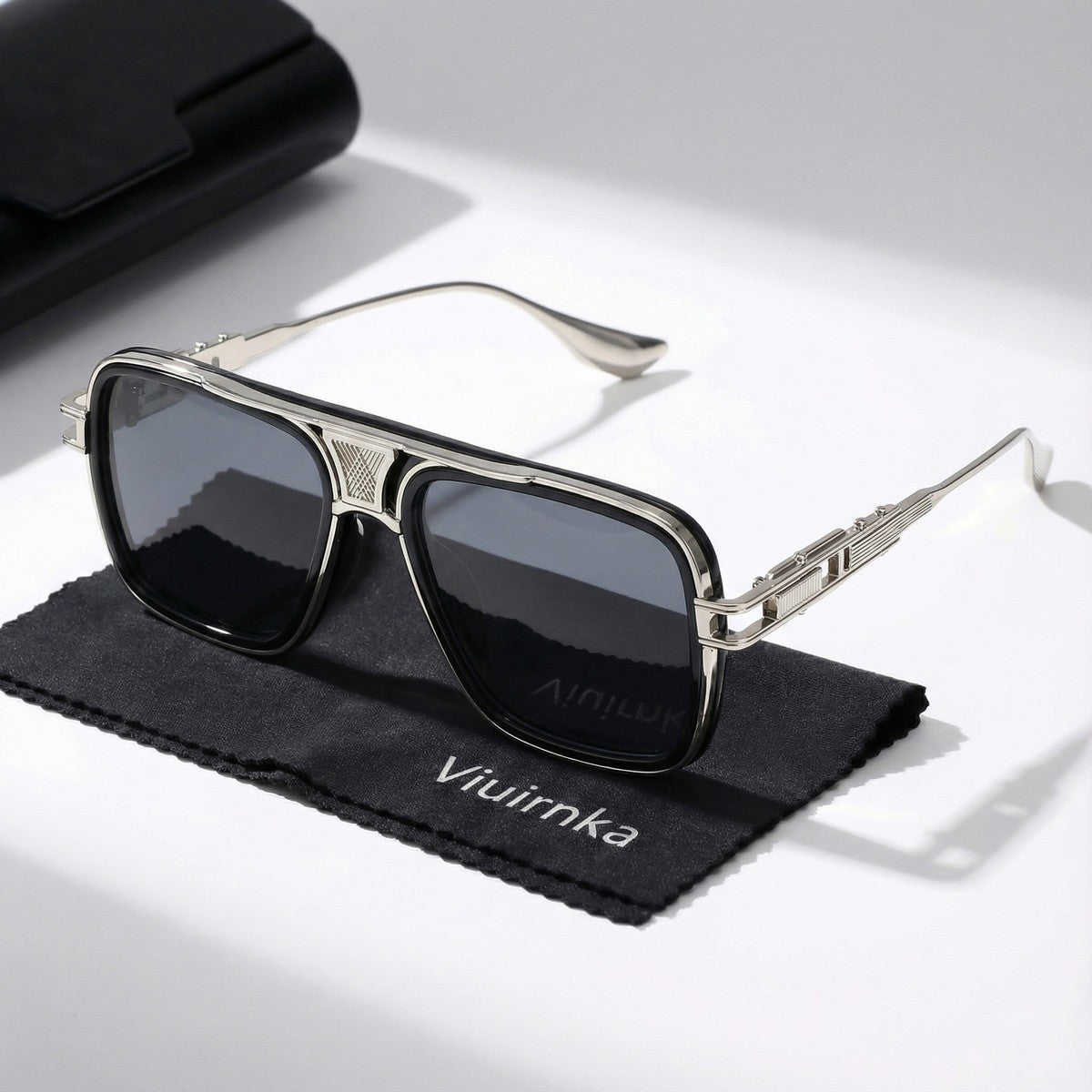 Sunglasses for Men - Square Retro Metal Frame UV400 Gradient Lenses Lightweight Unisex Eyewear - product detail view 34