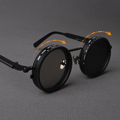 Sunglasses for Men - Steampunk Glasses Flip-Up Rotating Industrial Punk Dimming Spring Temple - main product view