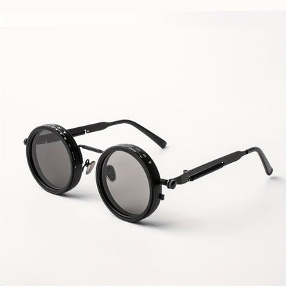 Sunglasses for Men - Steampunk Glasses Flip-Up Rotating Industrial Punk Dimming Spring Temple - product detail view 2