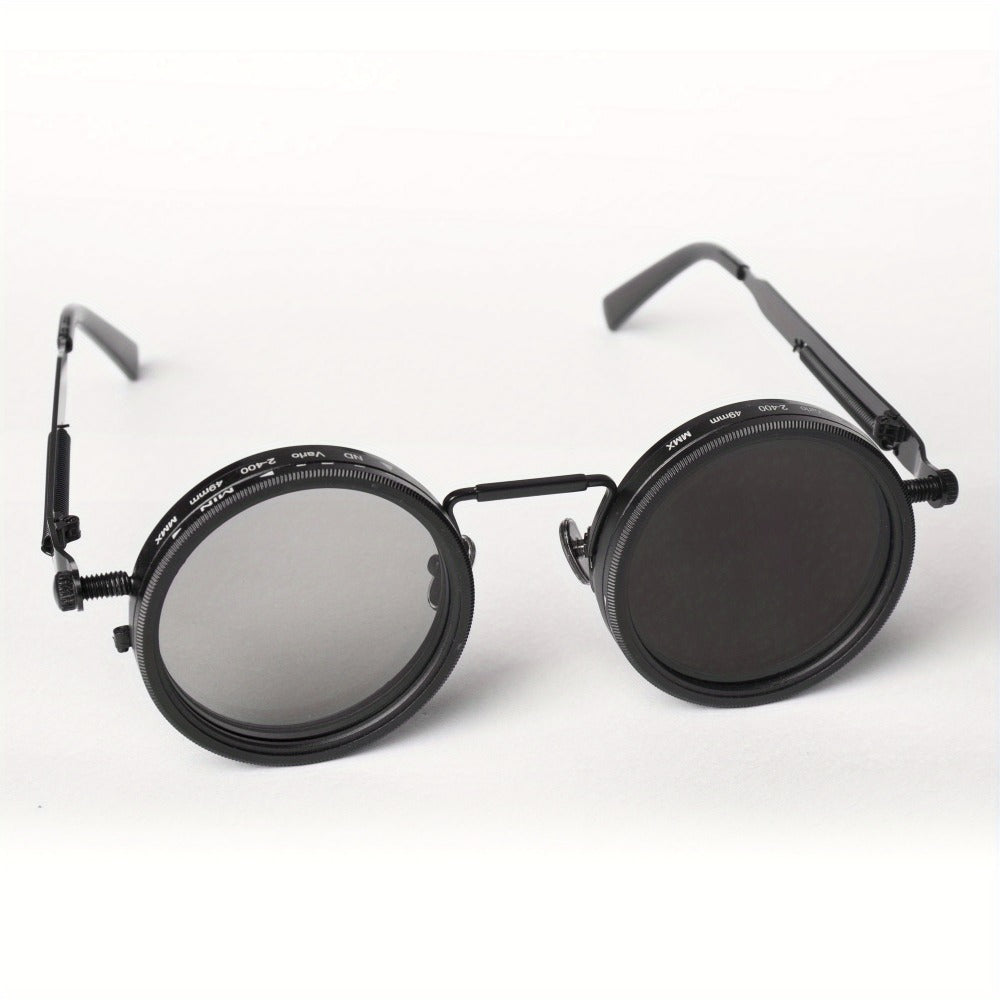 Sunglasses for Men - Steampunk Glasses Flip-Up Rotating Industrial Punk Dimming Spring Temple - product detail view 3