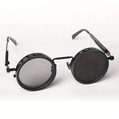 Sunglasses for Men - Steampunk Glasses Flip-Up Rotating Industrial Punk Dimming Spring Temple - product detail view 3
