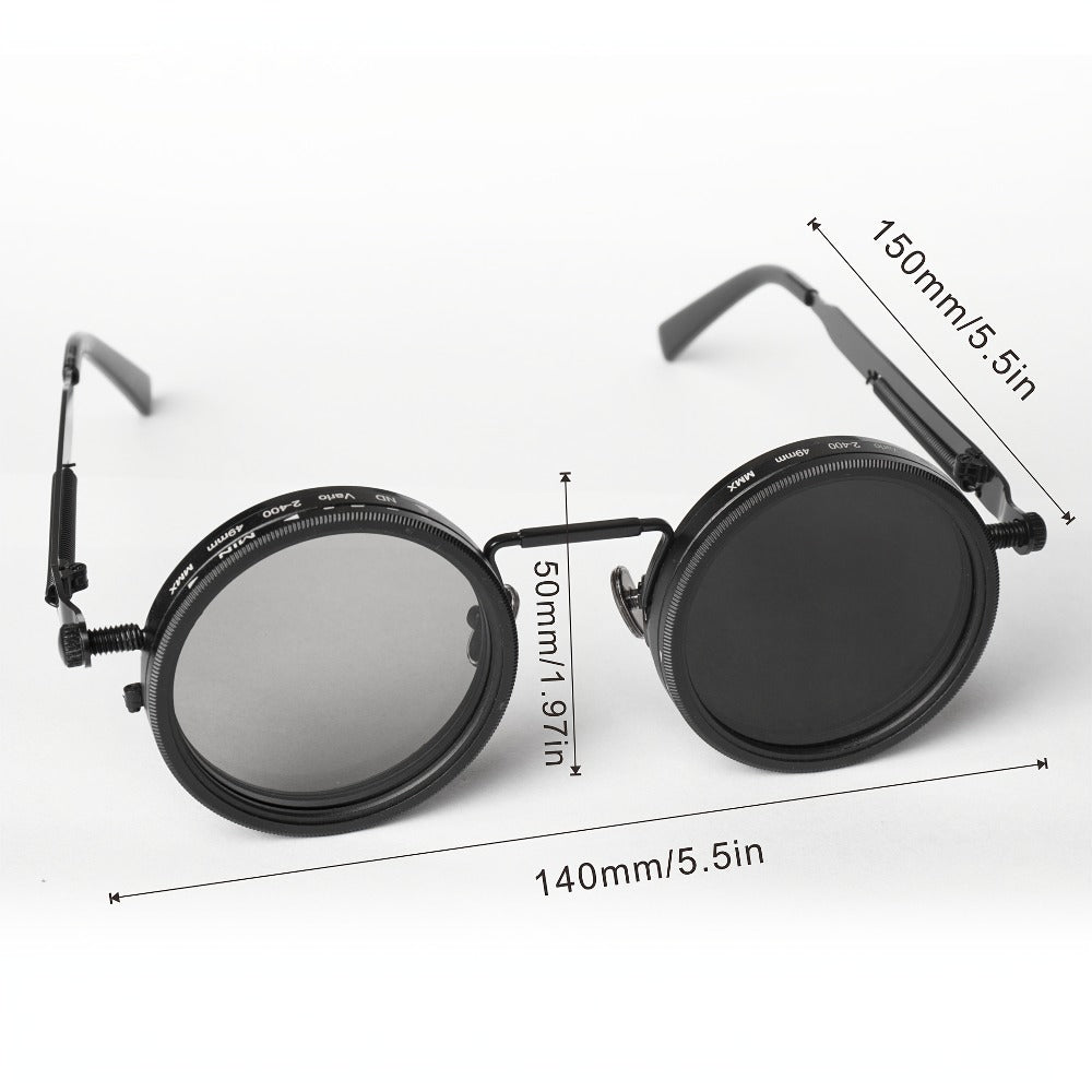 Sunglasses for Men - Steampunk Glasses Flip-Up Rotating Industrial Punk Dimming Spring Temple - product detail view 4