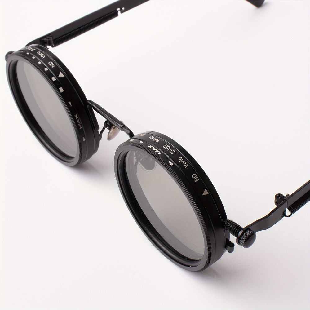 Sunglasses for Men - Steampunk Glasses Flip-Up Rotating Industrial Punk Dimming Spring Temple - product detail view 5