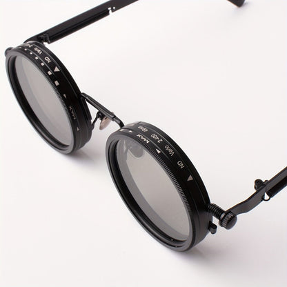 Sunglasses for Men - Steampunk Glasses Flip-Up Rotating Industrial Punk Dimming Spring Temple - product detail view 5