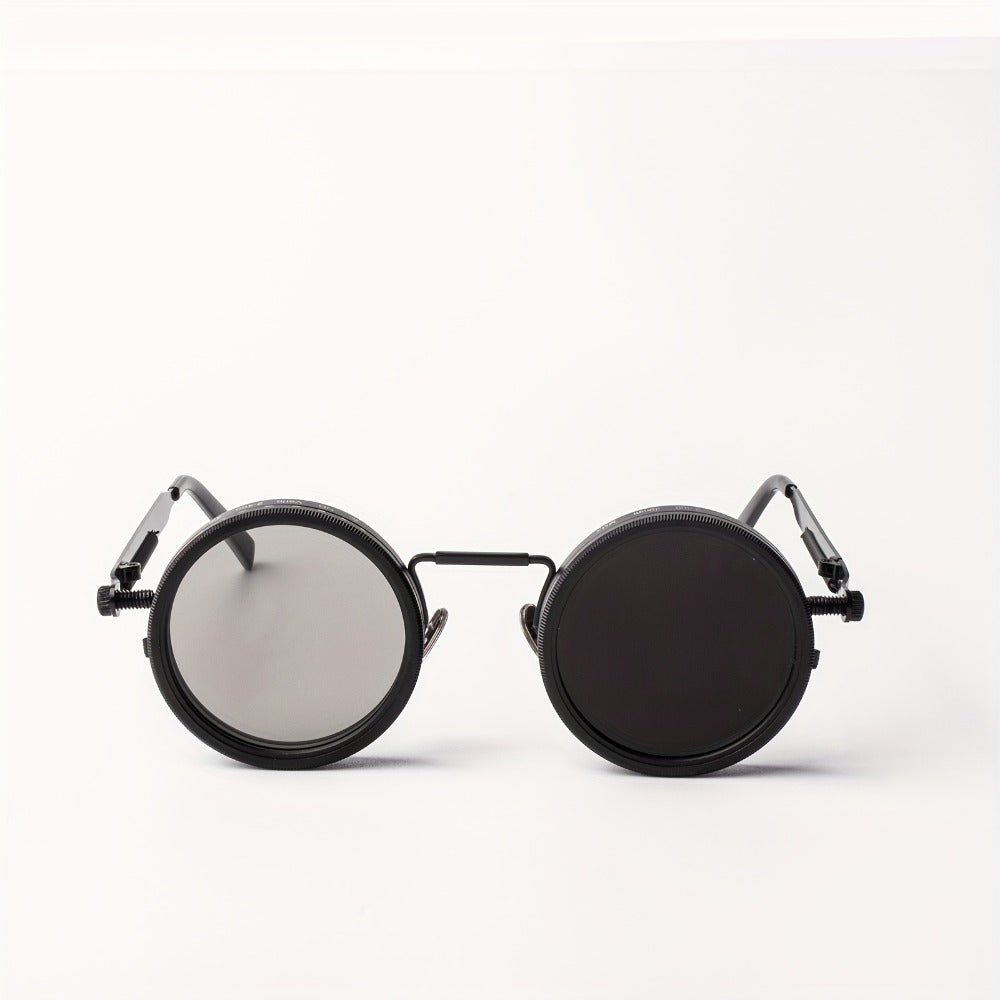 Sunglasses for Men - Steampunk Glasses Flip-Up Rotating Industrial Punk Dimming Spring Temple - product detail view 6