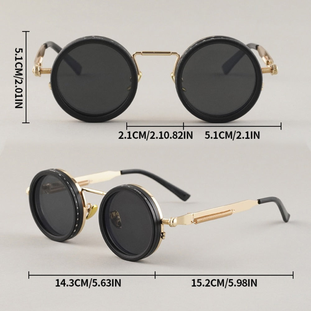 Sunglasses for Men - Steampunk Glasses Flip-Up Rotating Industrial Punk Dimming Spring Temple - product detail view 7