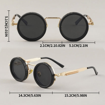 Sunglasses for Men - Steampunk Glasses Flip-Up Rotating Industrial Punk Dimming Spring Temple - product detail view 7