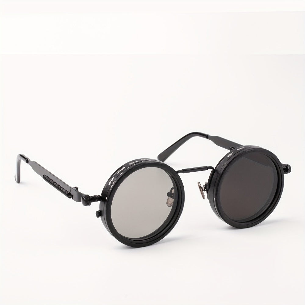 Sunglasses for Men - Steampunk Glasses Flip-Up Rotating Industrial Punk Dimming Spring Temple - product detail view 9