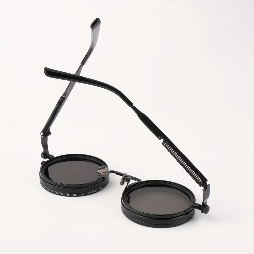 Sunglasses for Men - Steampunk Glasses Flip-Up Rotating Industrial Punk Dimming Spring Temple - product detail view 10