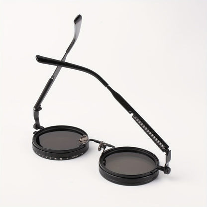 Sunglasses for Men - Steampunk Glasses Flip-Up Rotating Industrial Punk Dimming Spring Temple - product detail view 10
