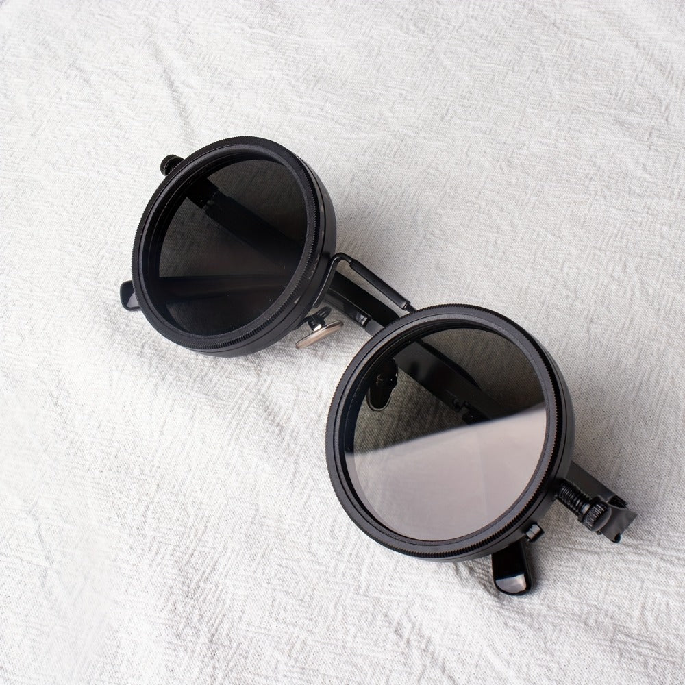 Sunglasses for Men - Steampunk Glasses Flip-Up Rotating Industrial Punk Dimming Spring Temple - product detail view 12