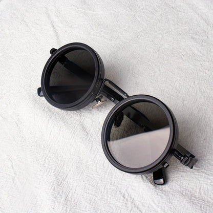 Sunglasses for Men - Steampunk Glasses Flip-Up Rotating Industrial Punk Dimming Spring Temple - product detail view 12