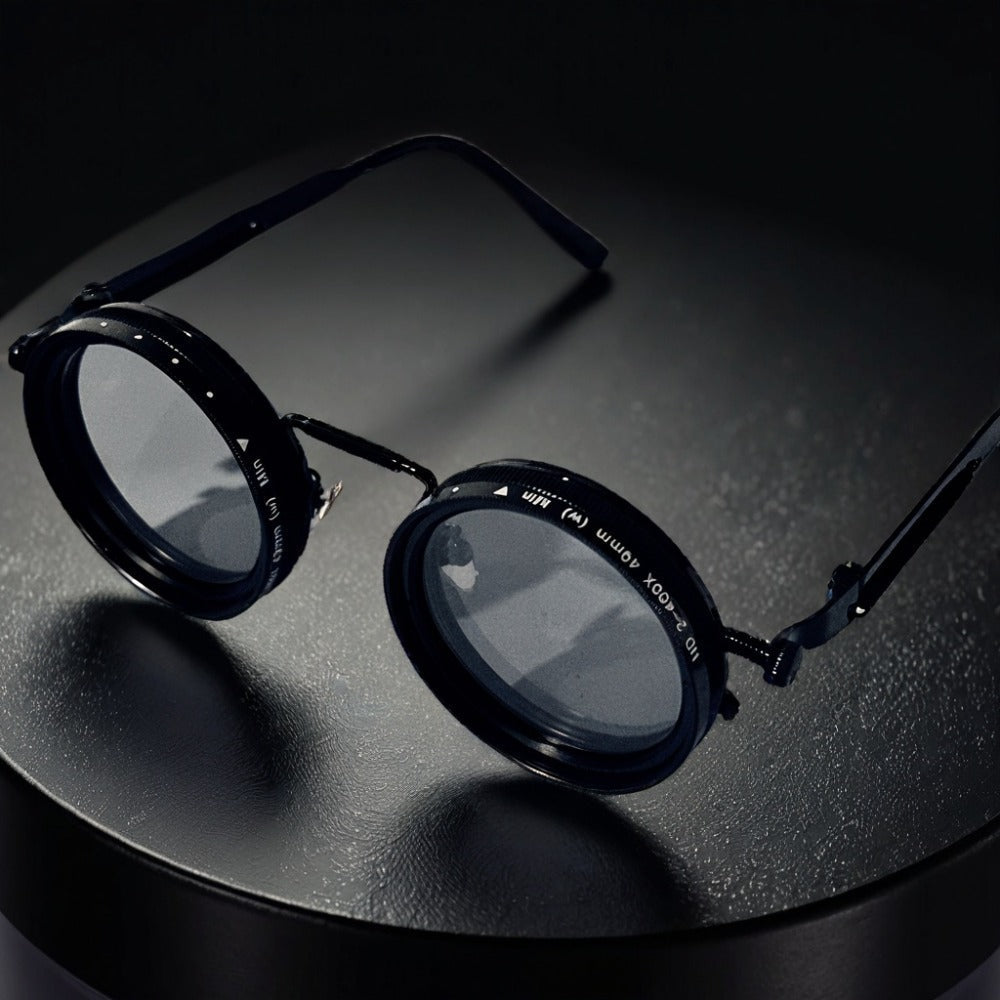 Sunglasses for Men - Steampunk Rotatable Flip-Up Lens UV400 Polarized - Vintage Round Goggles - product detail view 5