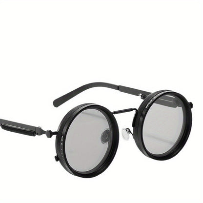 Sunglasses for Men - Steampunk Rotatable Flip-Up Lens UV400 Polarized - Vintage Round Goggles - product detail view 10
